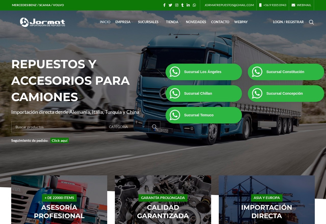 Vista del proyecto Importadora Jormat — Sitio Web y Catálogo