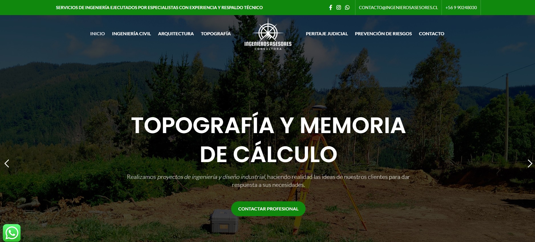 Vista del proyecto Ingenieros Asesores — Sitio Web Corporativo