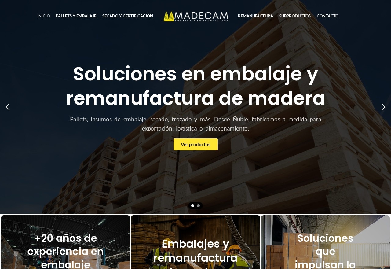 Vista del proyecto Madecam — Sitio Web Corporativo