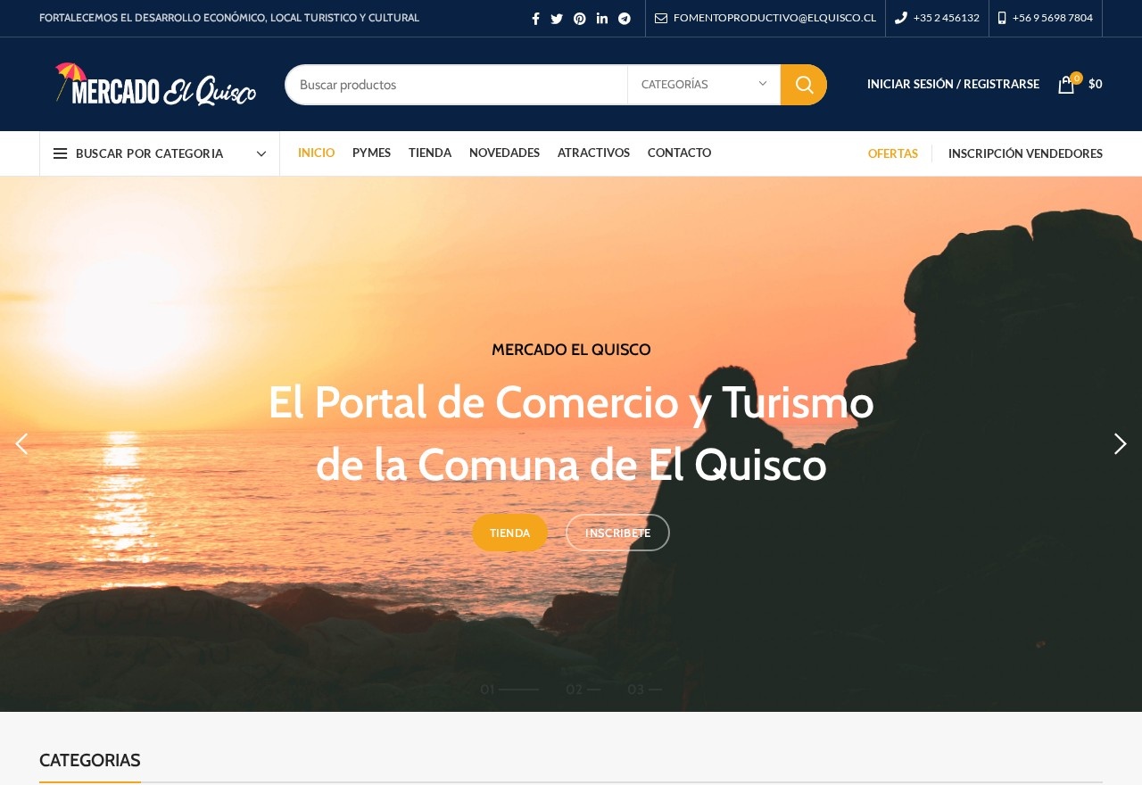 Vista del proyecto Mercado El Quisco — Plataforma de Comercio Local