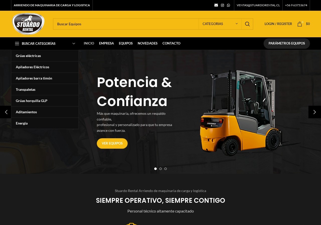 Vista del proyecto Stuardo Rental — Sitio Web de Arriendo de Maquinaria